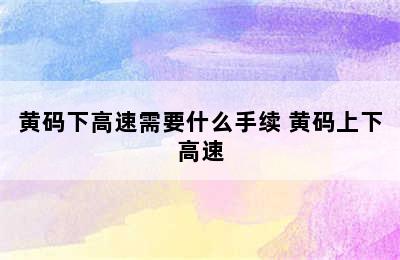 黄码下高速需要什么手续 黄码上下高速